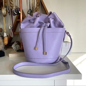 Lavender purple crossbody bucket bag purse